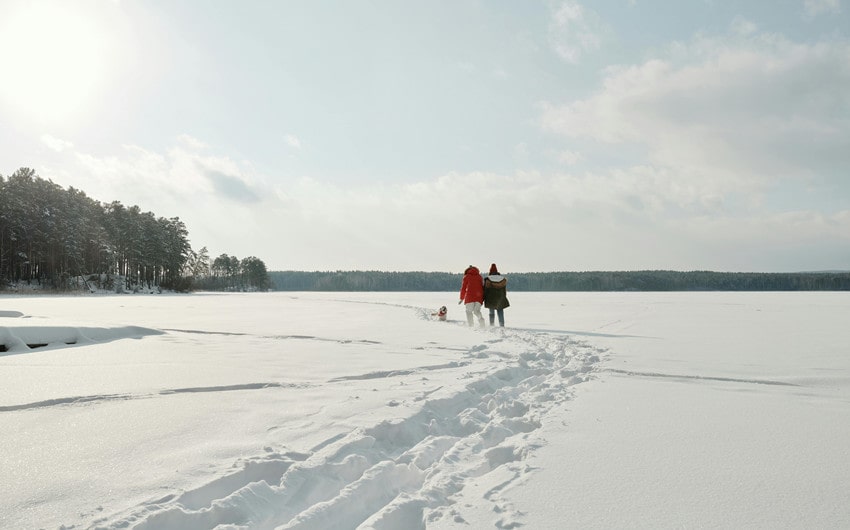 Walking Along a Snowy Trail